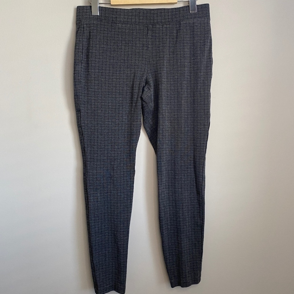 RW & Co. Women's Gray Pull-On Cropped Stretchy Dress Pants Square Pattern Medium